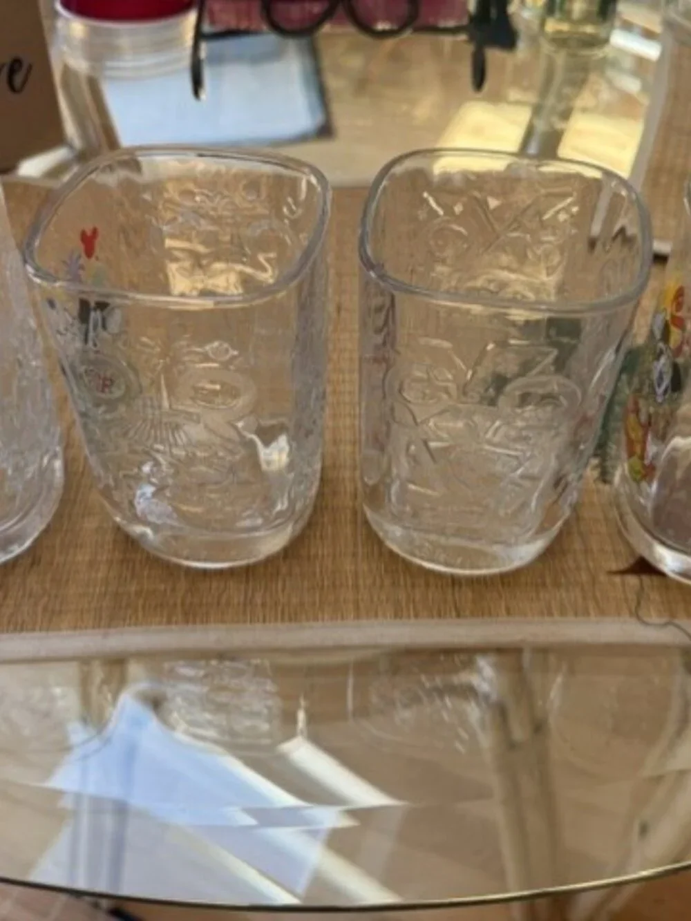Walt Disney World McDonalds Mickey 2000 Celebration Square Glasses VTG Set of 4